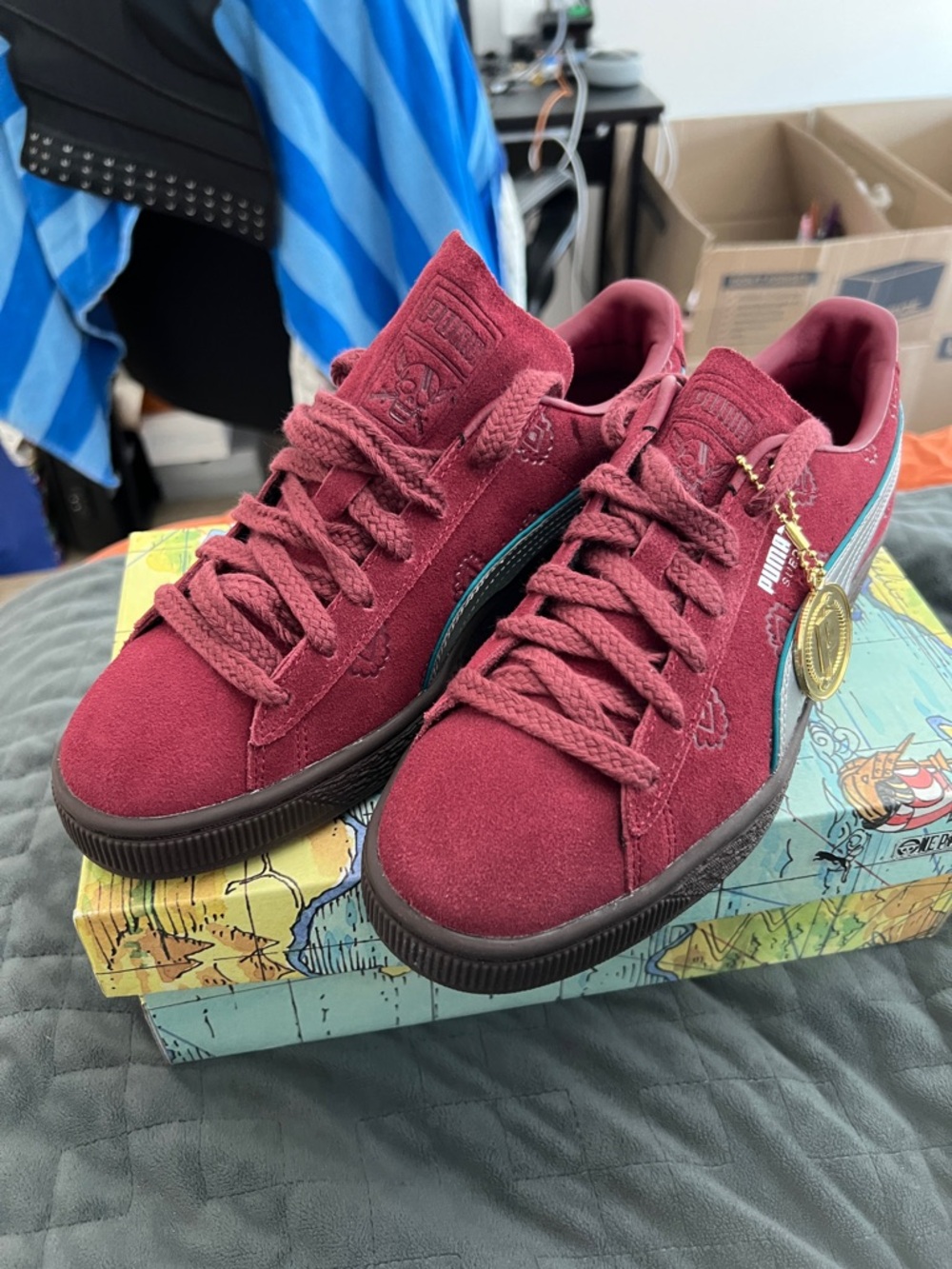 Puma Burgundy Suede Low-Top Sneakers